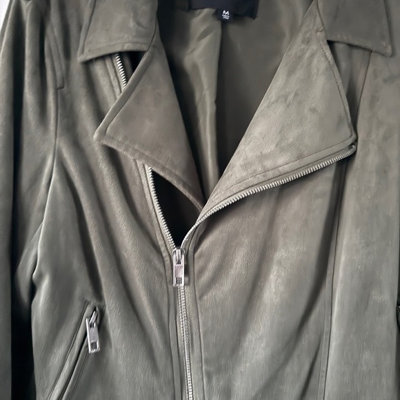 Olive Green Faux Leather Jacket - Picture 2 of 6